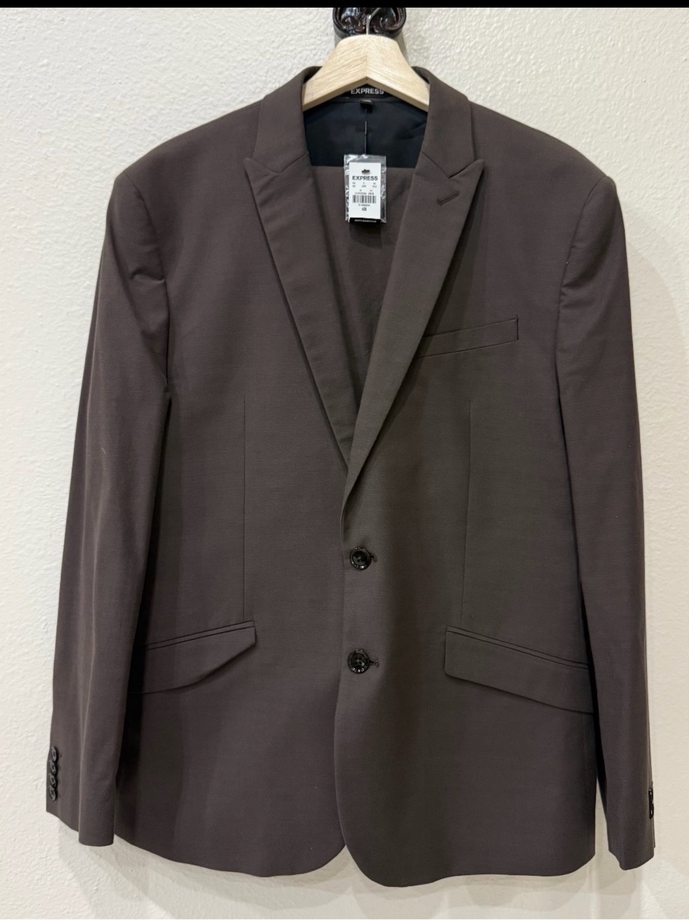 Express Men's Brown Two-Button Suit Jacket